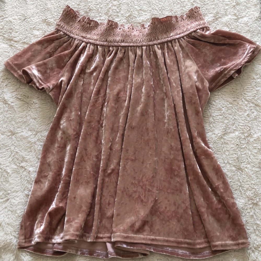 Crushed Velvet Off the Shoulder Top